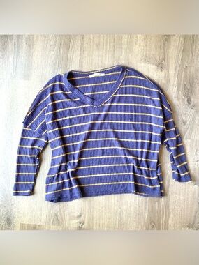 Altar'd State Striped V-Neck Sweater Oversized XS